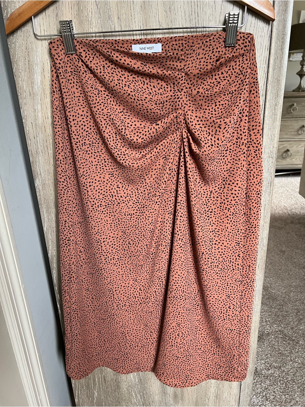 Nine West Rust-Orange and Black Midi Skirt XS